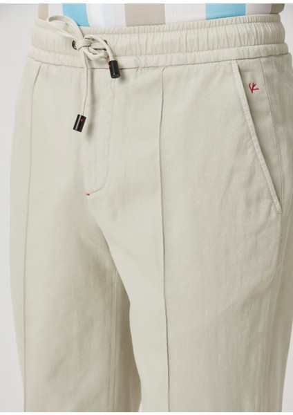 Ekru Beli Kordonlu Pantolon