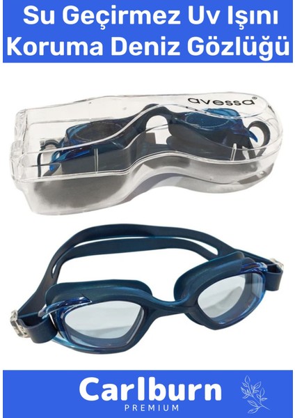 Ayarlanabilir Deniz Gözlüğü, Su Geçirmez, Uv Koruma, Silikon, Antifog, Kutulu, Mavi