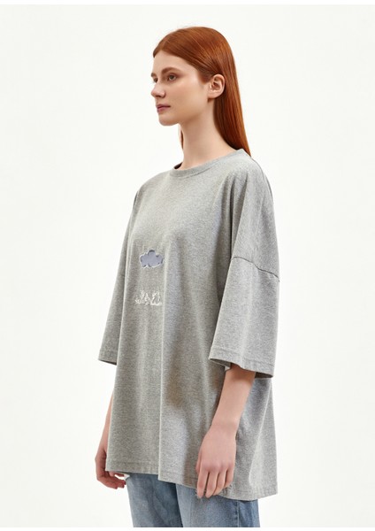 Yağmur Bulutu Gri Krom Oversize T-Shirt fiyatları