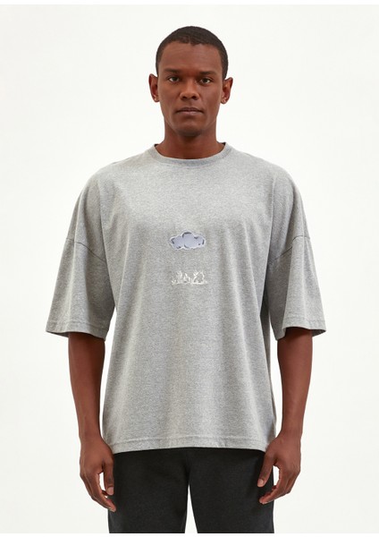 Yağmur Bulutu Gri Krom Oversize T-Shirt modelleri