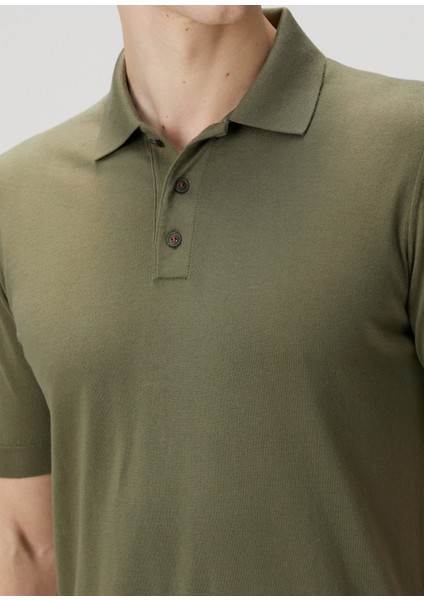 Haki Polo Yaka Kısa Kollu Triko