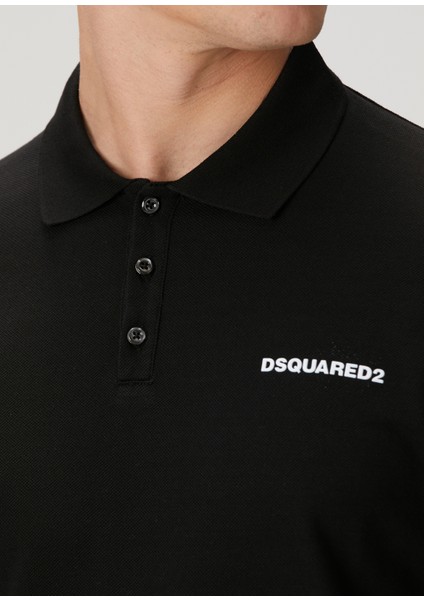 Siyah Polo Yaka Logo Baskılı T-Shirt indirimleri
