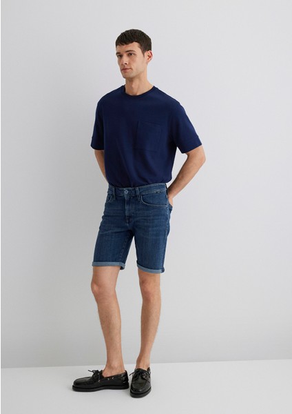 Brian Premium Blue Koyu Vintage Mavi Jean Şort 0418489817 modelleri