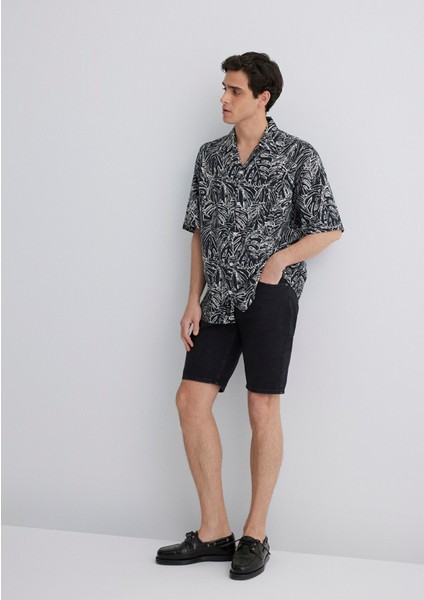 Lucas Street Koyu Gri Jean Şort 0412607-89928