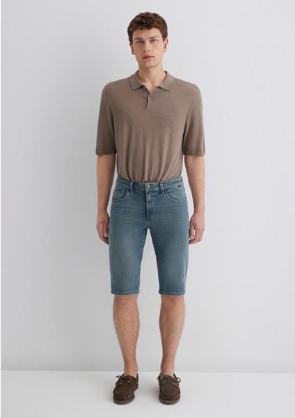 Nicholas Mavi Premium Vintage Puslu Indigo Jean Şort 0416089816