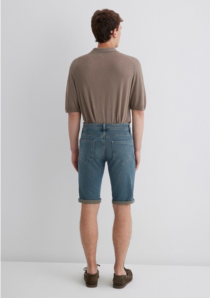 Nicholas Mavi Premium Vintage Puslu Indigo Jean Şort 0416089816