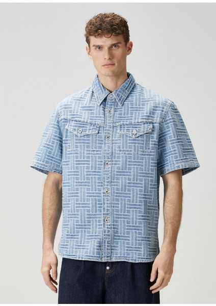 Wave Açık Mavi Kısa Kollu Denim Gömlek
