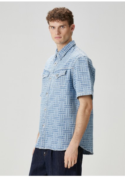 Wave Açık Mavi Kısa Kollu Denim Gömlek