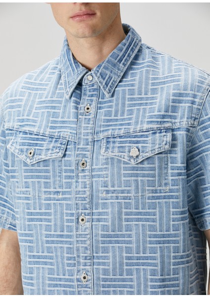 Wave Açık Mavi Kısa Kollu Denim Gömlek