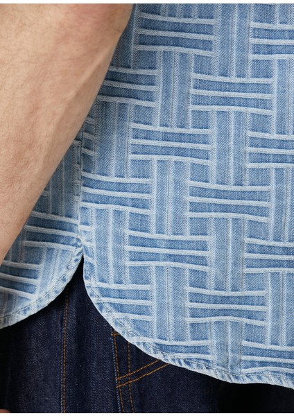 Wave Açık Mavi Kısa Kollu Denim Gömlek