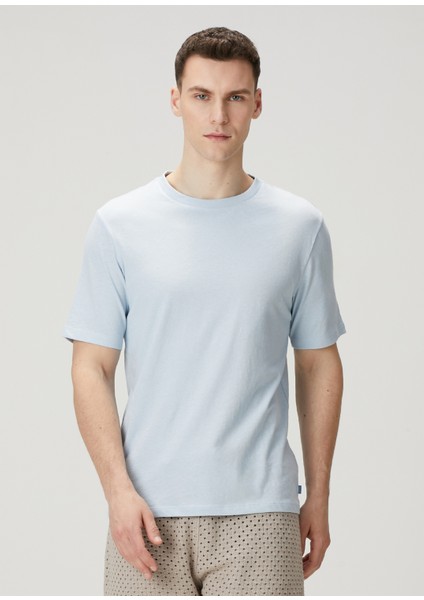 Regular Fit Açık Mavi Basic T-Shirt