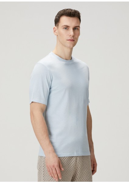 Regular Fit Açık Mavi Basic T-Shirt