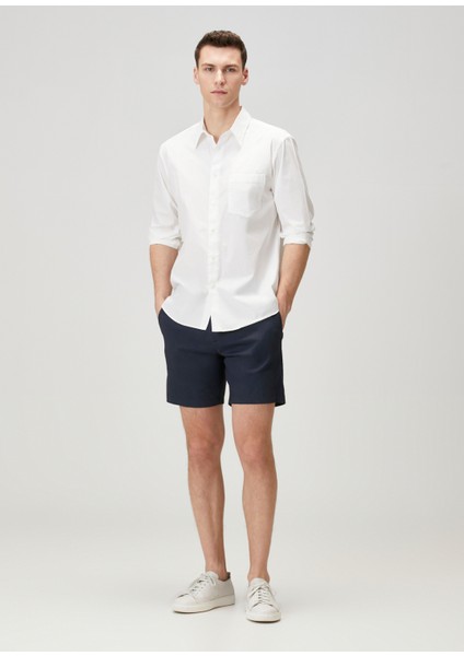 Curtis Lacivert Keten Bermuda