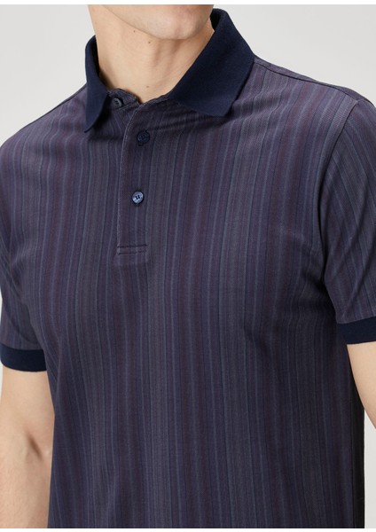 Lacivert Polo Yaka Çizgili Etnik Desenli T-Shirt indirimleri