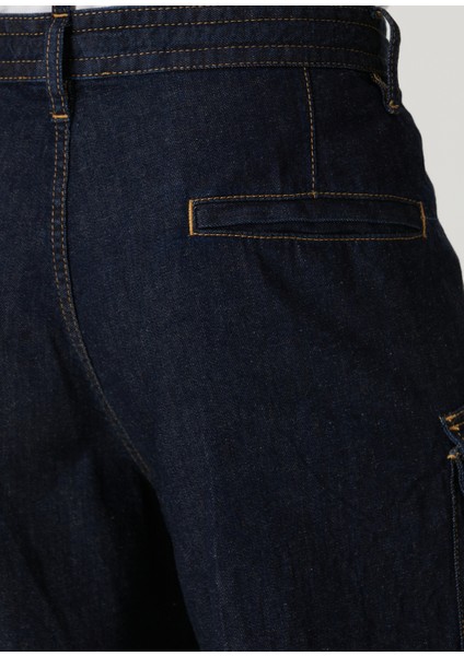 Summer Lovers Kontrast Dikişli Denim Kargo Bermuda indirimleri