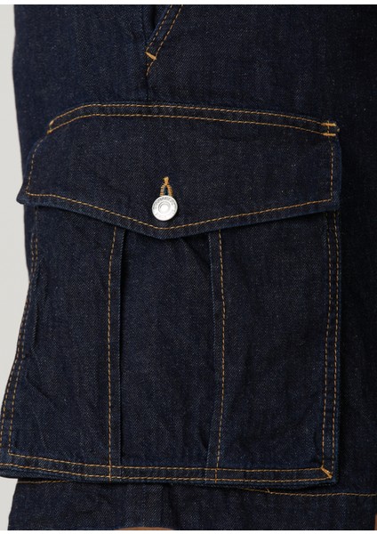 Summer Lovers Kontrast Dikişli Denim Kargo Bermuda