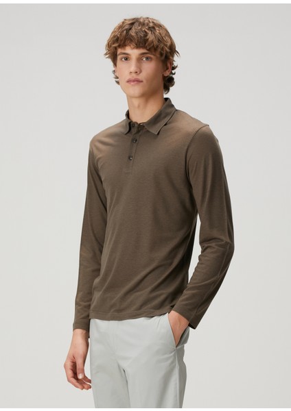 Kahverengi Polo Yaka Sweatshirt modelleri