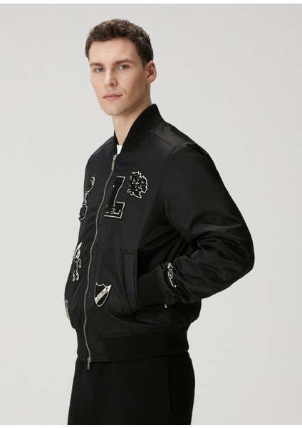 Siyah Logo Patchli Bomber Mont modelleri