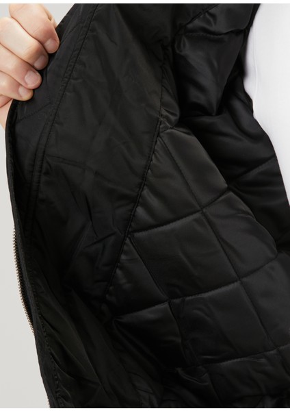Siyah Logo Patchli Bomber Mont