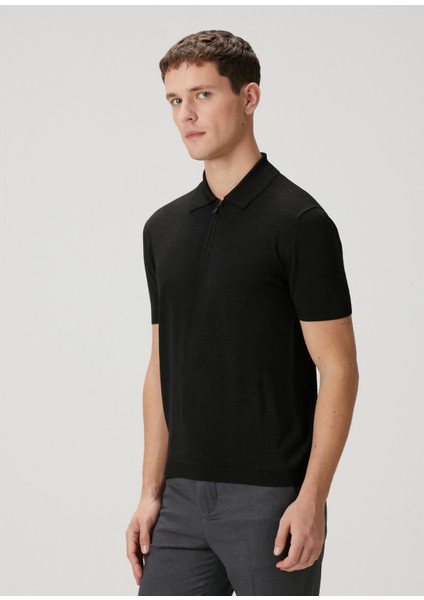 Siyah Polo Yaka Ipek T-Shirt modelleri