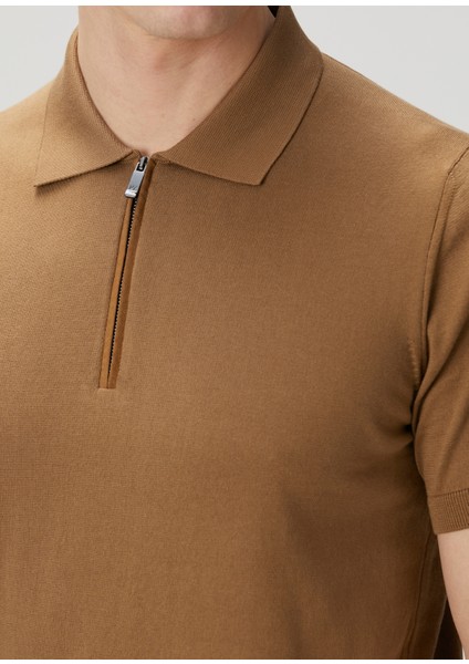 Kahverengi Polo Yaka Kısa Kollu Triko indirimleri