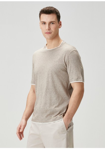 Bej Keten T-Shirt