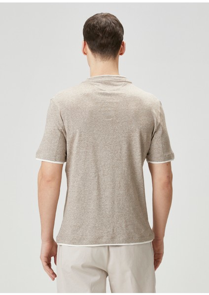 Bej Keten T-Shirt