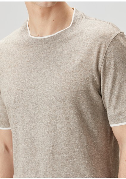 Bej Keten T-Shirt