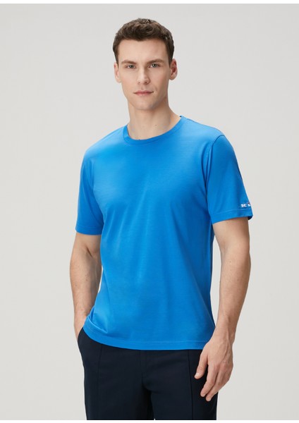 Açık Mavi Logo Nakışlı T-Shirt