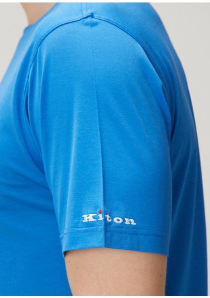 Açık Mavi Logo Nakışlı T-Shirt