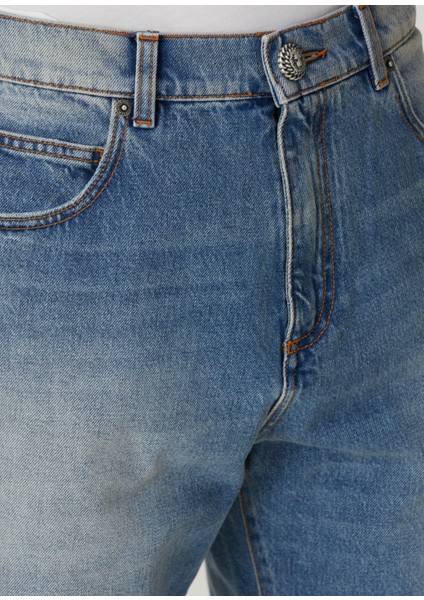 Mavi Yıpratma Detaylı Jean Pantolon