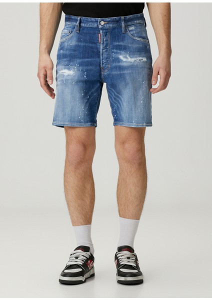 Marine Mavi Denim Bermuda