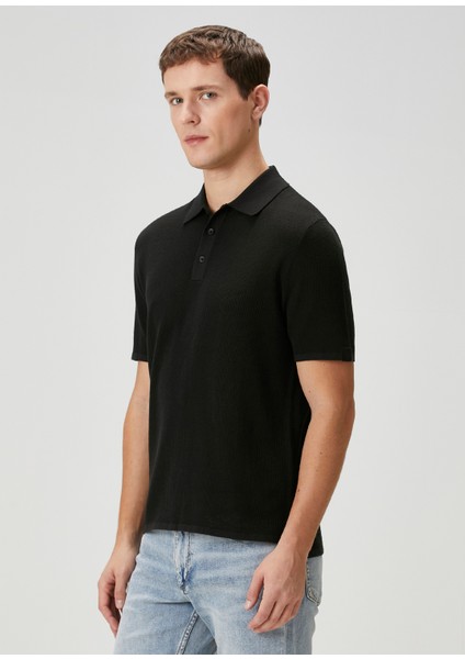 Harvey Siyah Polo Yaka Kısa Kollu Triko modelleri