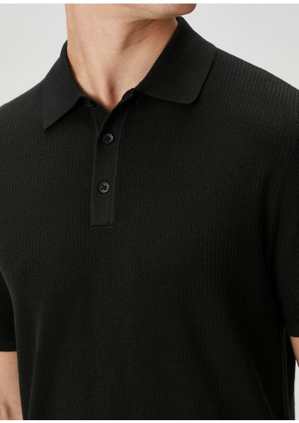 Harvey Siyah Polo Yaka Kısa Kollu Triko indirimleri