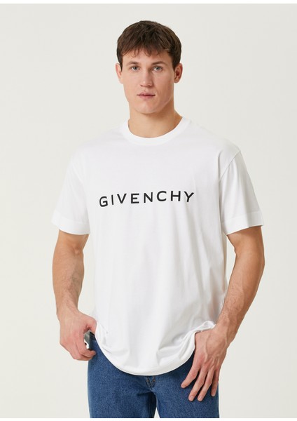 Oversize Fit Archetype Beyaz Logolu T-Shirt
