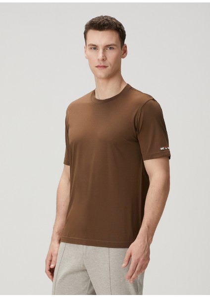 Kahverengi Logo Nakışlı T-Shirt