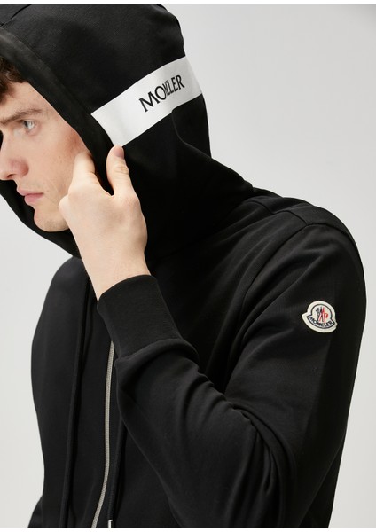 Siyah Kapüşonlu Logo Detaylı Sweatshirt indirimleri