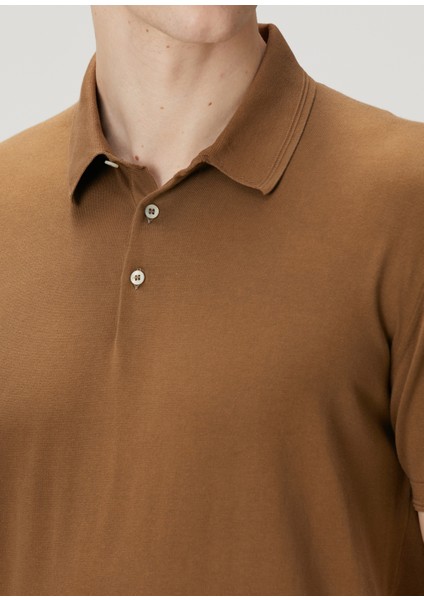 Açık Kahverengi Polo Yaka Kısa Kollu Triko indirimleri