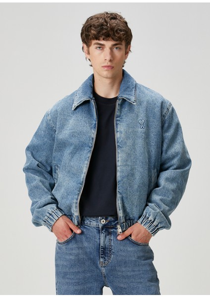 Mavi Logo Nakışlı Denim Ceket