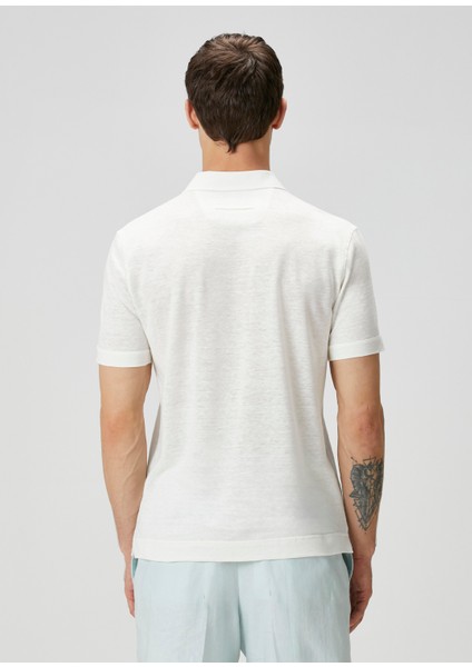 Beyaz Polo Yaka Keten T-Shirt fırsatları