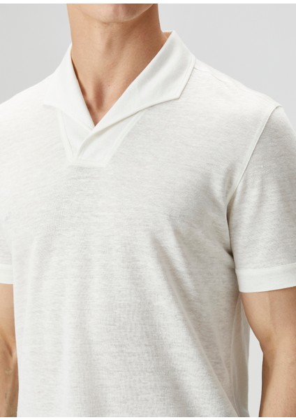 Beyaz Polo Yaka Keten T-Shirt indirimleri