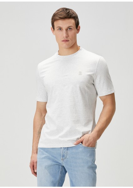 Gri Logo Nakışlı T-Shirt