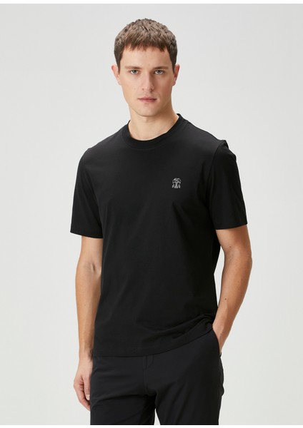 Siyah Logo Nakışlı T-Shirt