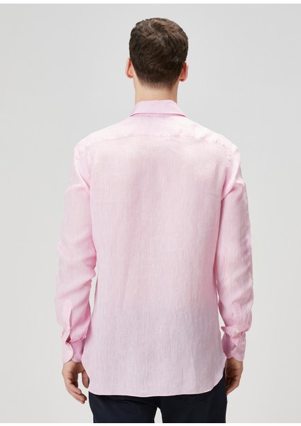 Pembe Keten Gömlek