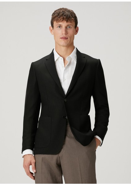 Siyah Yün Formal Ceket