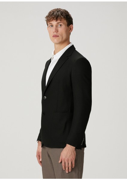 Siyah Yün Formal Ceket