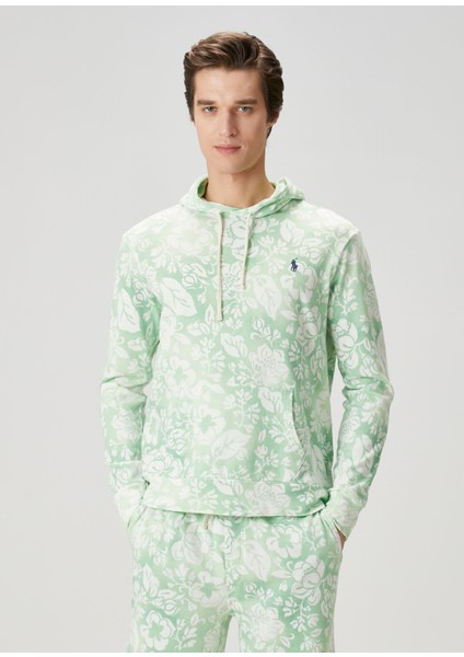 Beyaz Yeşil Karışık Desenli Sweatshirt