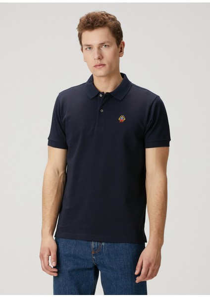Lacivert Polo Yaka Organik Pamuk T-Shirt