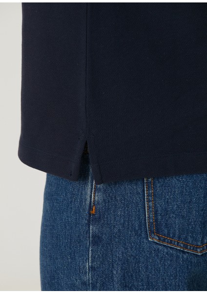 Lacivert Polo Yaka Organik Pamuk T-Shirt