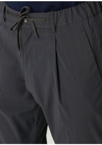 Koyu Gri Beli Kordonlu Pilili Pantolon fırsatları